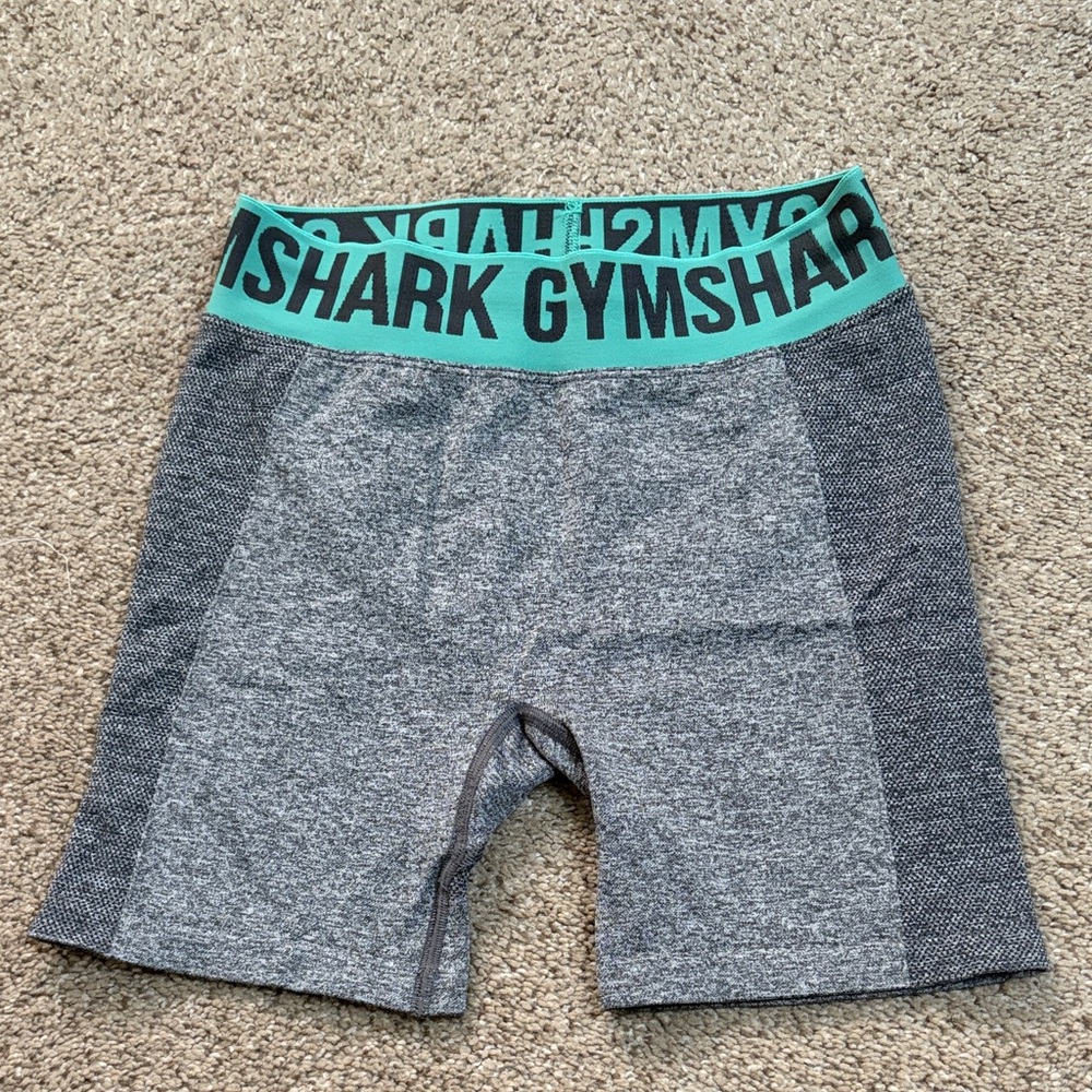 Gymshark Gray Shorts with Teal Waistband